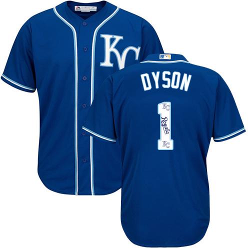 Royals #1 Jarrod Dyson Royal Blue Team Logo Fashion Stitched MLB Jersey - Click Image to Close